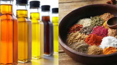 Spices and oil bottles